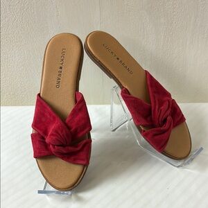 Lucky Brand Women's Dezzee Leather Open Toe Casual Slide Sandals Size 6 M